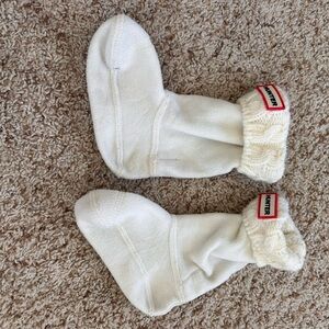 Hunter Cream Fleece Boot Sock with Red Logo Trim